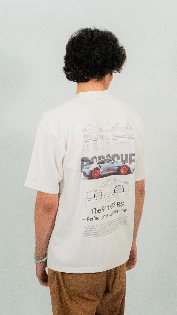 PORSCHE 911 OVERSIZED TEE IN WHITE
