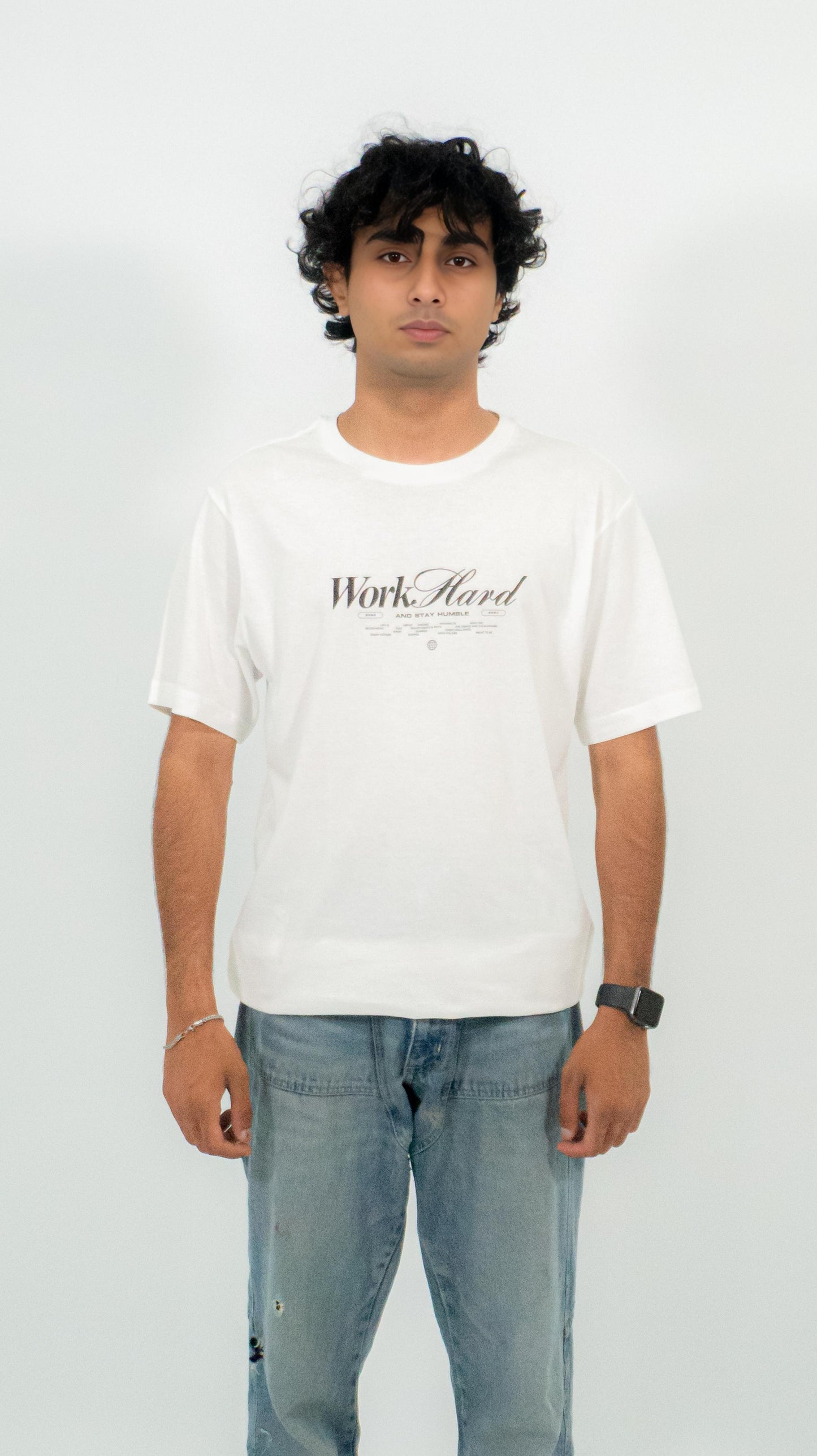 Work Hard White relaxed fit Graphic Tee