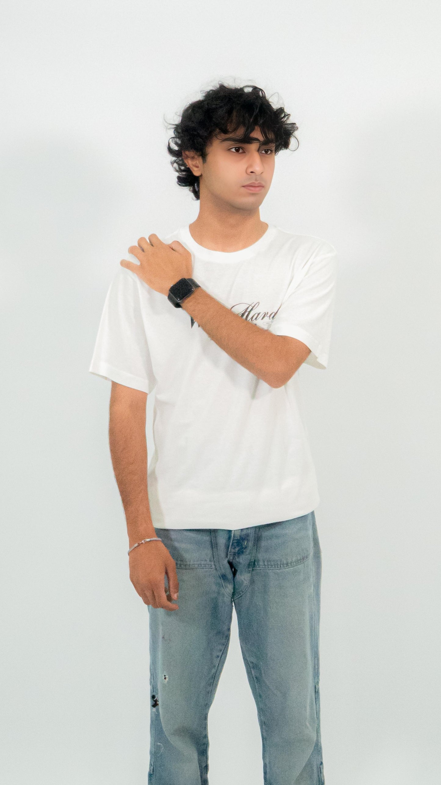 Work Hard White relaxed fit Graphic Tee