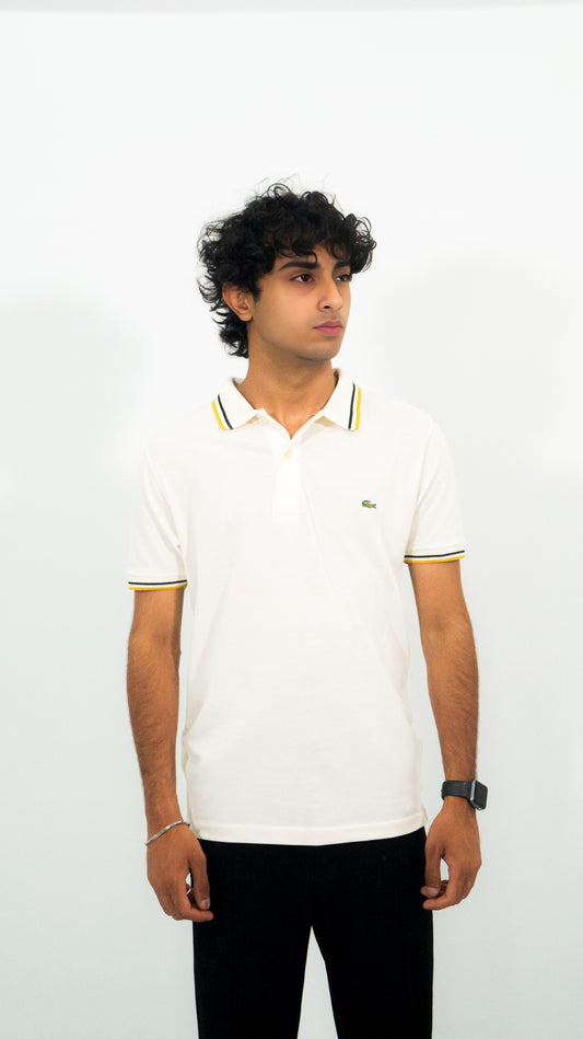 Classic White Polo Shirt with Yellow & Black Trim – Monarch Club